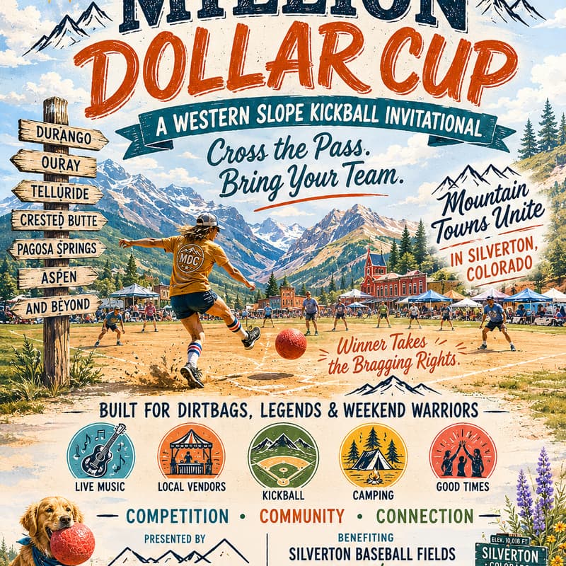 Cover Image for MILLION DOLLAR CUP SILVERTON INVITATIONAL KICKBALL TOURNEY