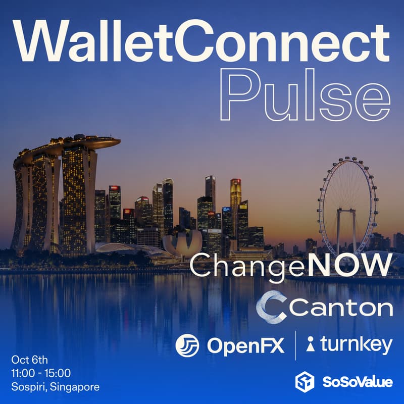 Cover Image for WalletConnect Pulse at Token 2049 w/ ChangeNOW, Canton, Turnkey, OpenFX & SoSoValue