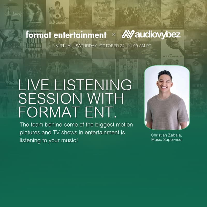 Cover Image for AUDIOVYBEZ x FORMAT ENTERTAINMENT LISTENING SESSION OCTOBER 24 | 11 AM–1 PM PT
