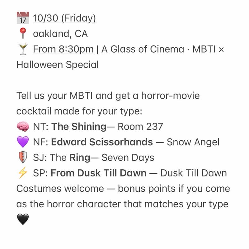 Cover Image for A Glass of Cinema: MBTI Halloween Special