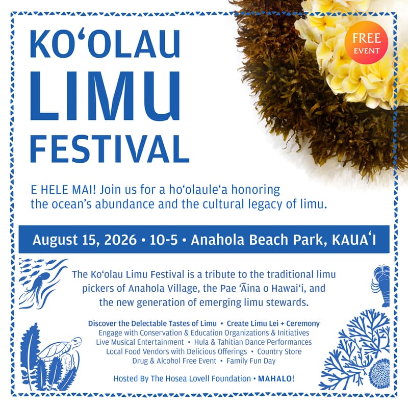 Cover Image for Ko'olau Limu Festival 2026 (talk story with MTB Kauai)