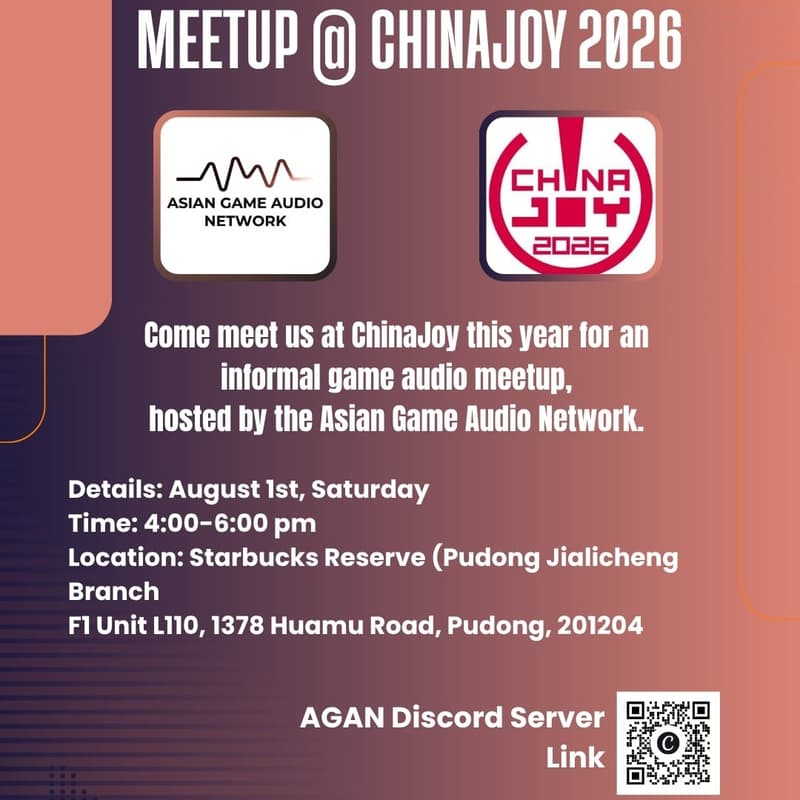 Cover Image for Asian Game Audio Network (AGAN)Meetup at Chinajoy 2026