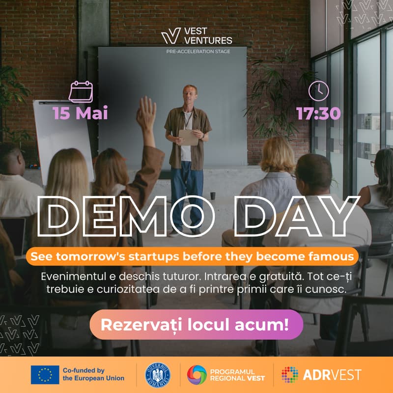 Cover Image for Demo Day. Programul de Pre-Accelerare Vest Ventures 🚀