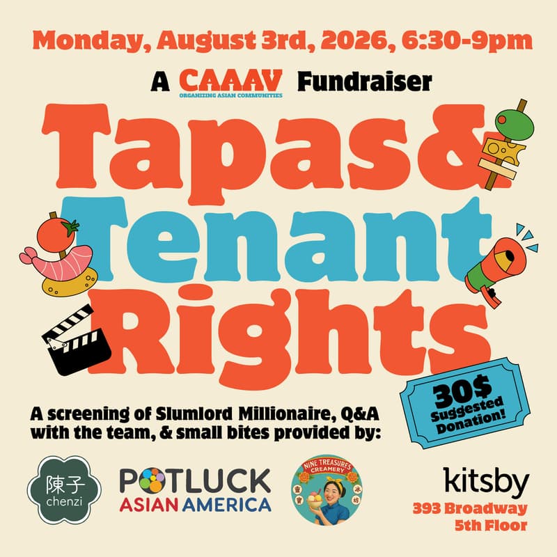 Cover Image for Tapas and Tenant Rights: A Movie Screening Fundraiser for CAAAV!