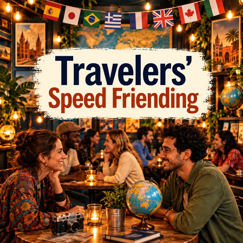 Cover Image for 🗺️🧭 Travelers' Meetup & Speed Friending 🌏🤝💬