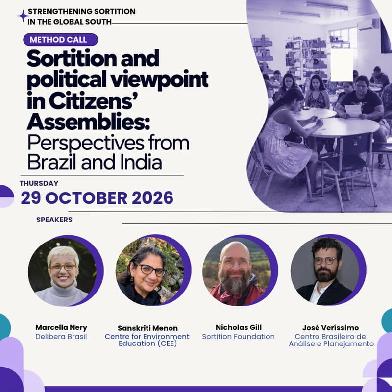 Cover Image for Sortition and political viewpoint in Citizens' Assemblies: perspectives from Brazil and India