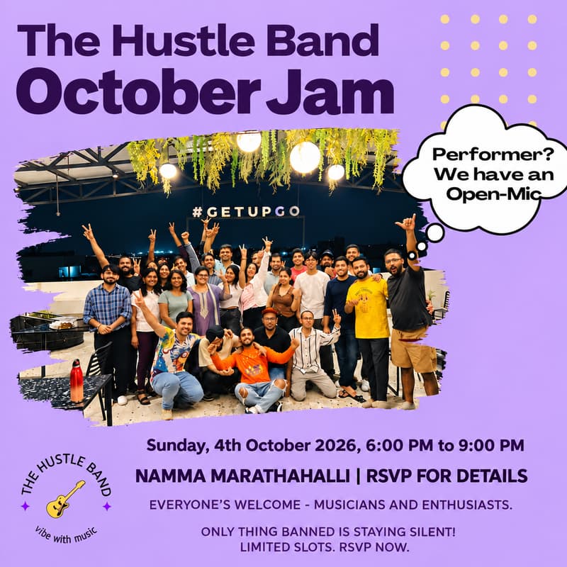 Cover Image for The Hustle Band October Jam and Open Mic