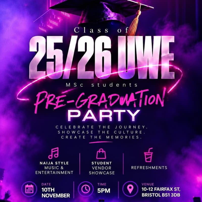 Cover Image for UWE 25/26 MSC GRADUATION PARTY