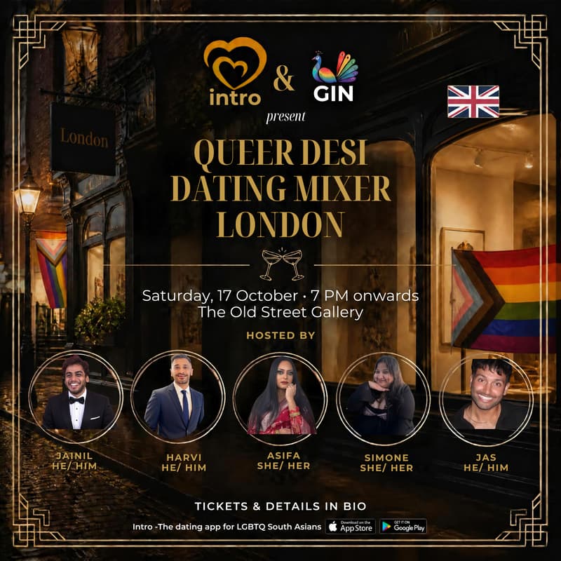 Cover Image for intro & GIN present: 🇬🇧 London Queer Desi Singles Mixer 🌈