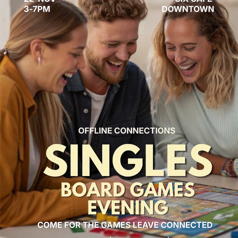 Cover Image for SINGLES GAMES AFTERNOON 🎲|SIX BOARD GAME CAFE | 22 NOVEMBER |AGE 25+