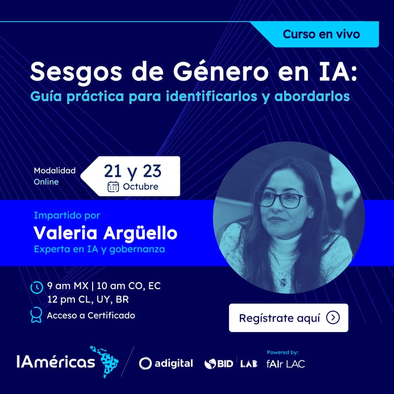 Cover Image for (21 y 23 Oct) Sesgos de Género en IA