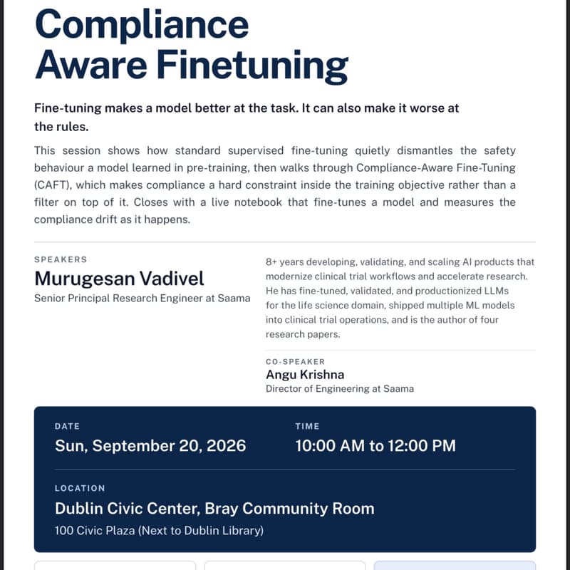 Cover Image for Trivalley Meetup- ComplianceAware Finetuning