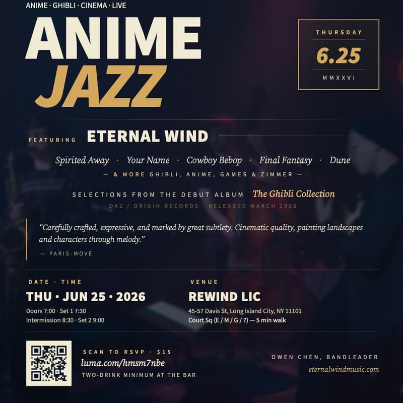 Cover Image for Anime Jazz with Eternal Wind Ensemble - Live at Rewind LIC