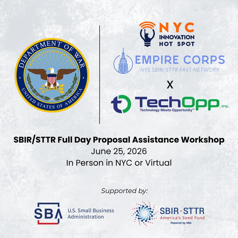 Cover Image for DoW SBIR/STTR Full Day Proposal Assistance Workshop hosted by Empire Corps