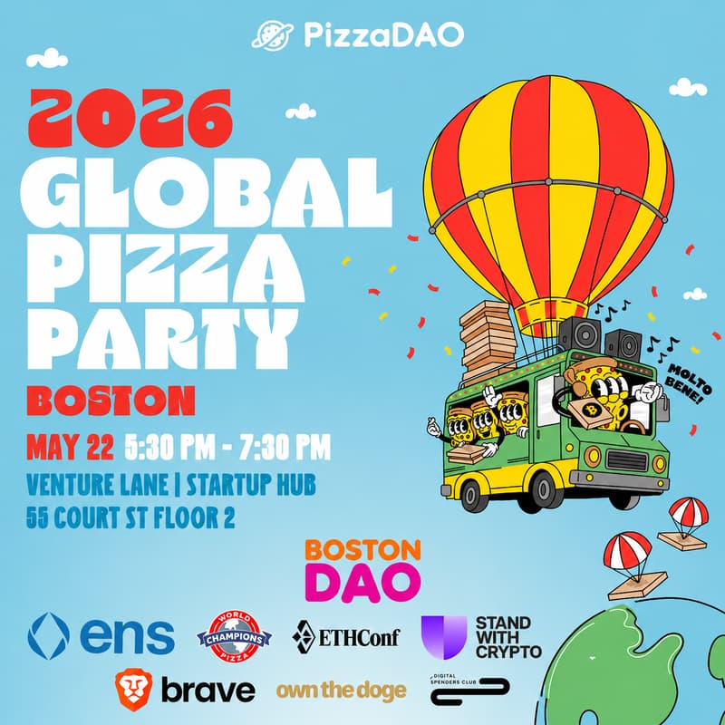 Cover Image for Bitcoin Pizza Day w Boston DAO & Pizza DAO