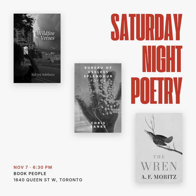 Cover Image for Saturday Night Poetry: Sakiru Adebayo, Chris Banks & A.F. Moritz