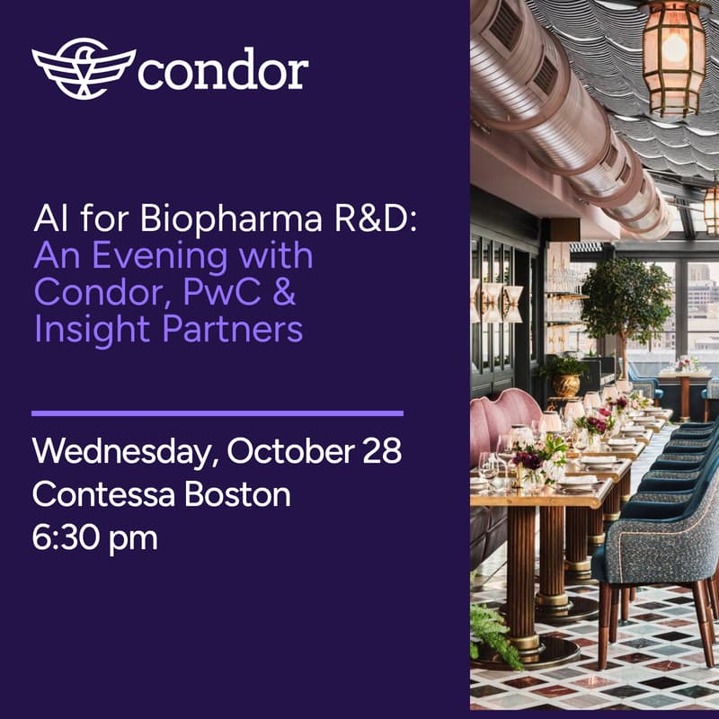 Cover Image for AI for Biopharma R&D: An Evening with Condor, PwC & Insight Partners