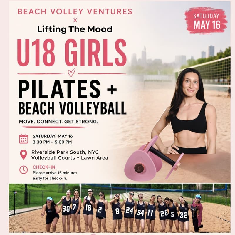 Cover Image for Beach Volley Ventures X Lifting The Mood ( Beach Volley X Pilates Experience) Ages 12 - 18 Advanced/Intermediate