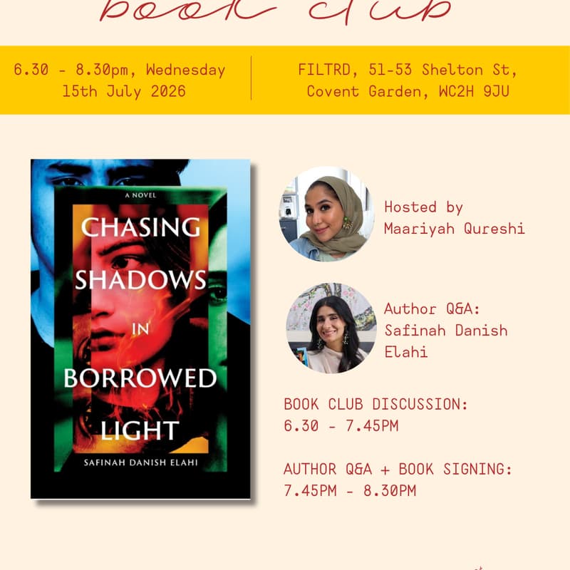 Cover Image for BOOK CLUB: Chasing Shadows in Borrowed Light by Safinah Danish Elahi