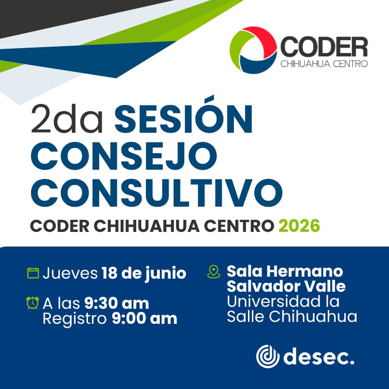 Cover Image for Segunda Sesión de Consejo Consultivo CODER Chihuahua Centro 2026