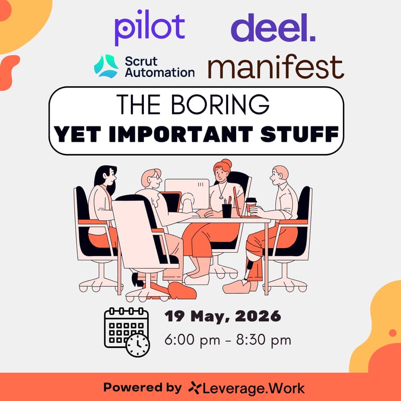 Cover Image for Founders Workshop w/ Pilot, Deel, Manifest Law and Scrut | The Boring Yet Important Stuff For Startups