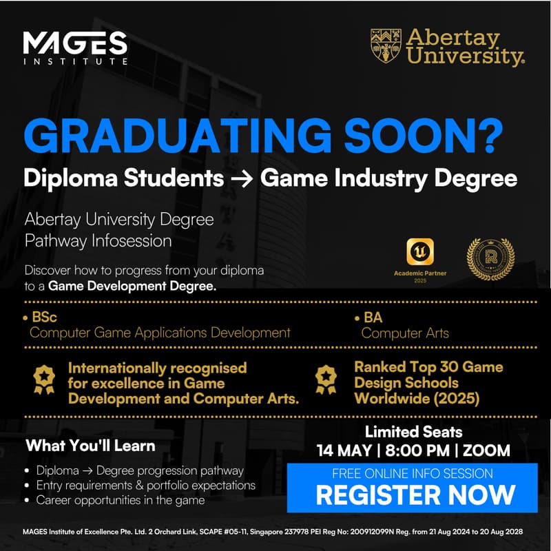 Cover Image for Abertay University Degree Pathway Info Session: Diploma → Game Industry Degree