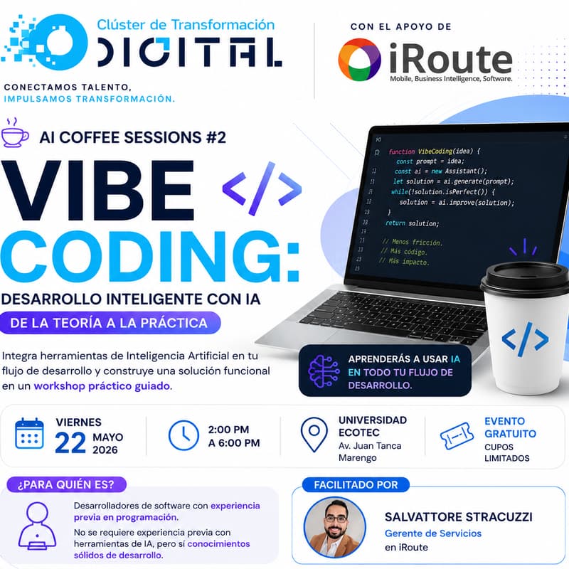 Cover Image for AI COFFEE ☕ SESSIONS #2 VIBE CODING - Desarrollo Inteligente con IA.