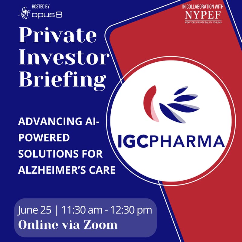 Cover Image for IGC Pharma Private Investor Briefing - Virtual