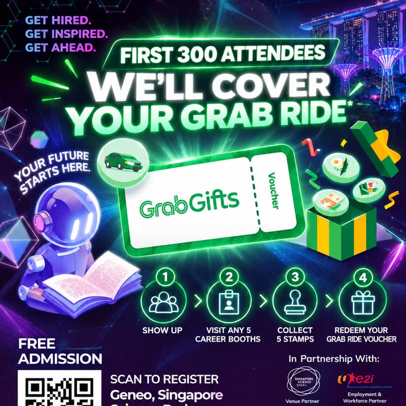 Cover Image for AI Futures Singapore 2026: Career Festival + Free Grab Vouchers 🚀 (26th Septemeber)