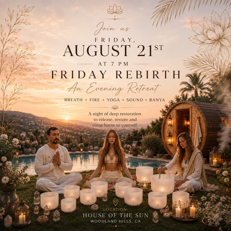 Cover Image for FRIDAY REBIRTH An Evening Retreat at House of the Sun