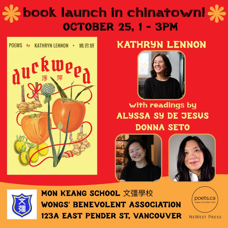 Cover Image for Duckweed 浮萍 ** Chinatown Book Launch ** with Kathryn Lennon, Donna Seto & Alyssa Sy de Jesus