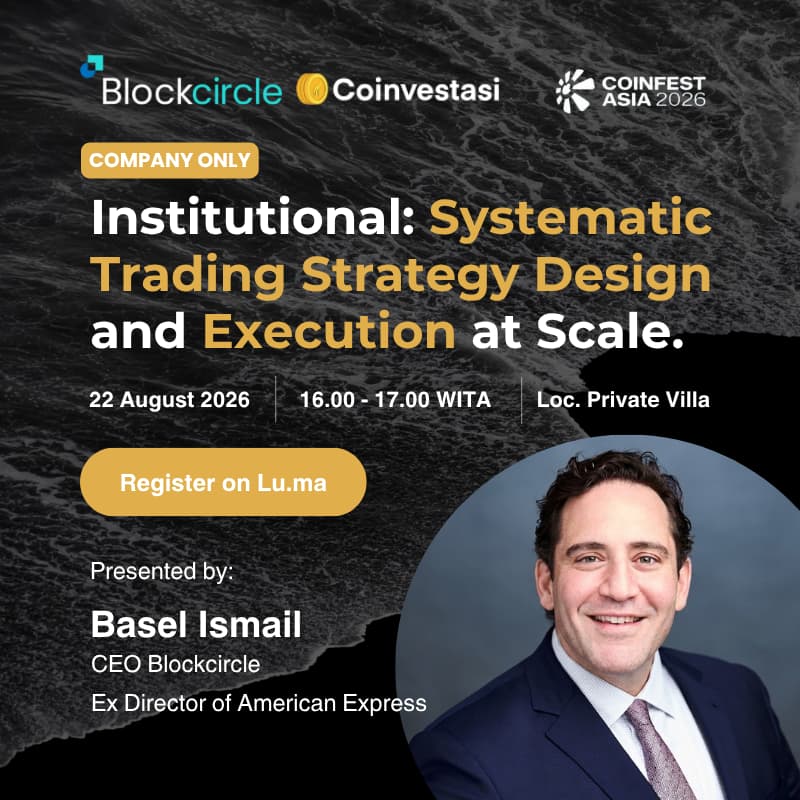 Cover Image for INSTITUTIONAL CRYPTO TRADING WORKSHOP: Systematic Trading Strategy Design and Execution at Scale | COMPANIES ONLY | Coinfest 2026