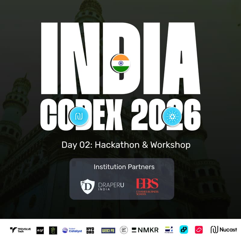 Cover Image for IndiaCodex'26 Cardano Hackathon: Workshop + Hackathon