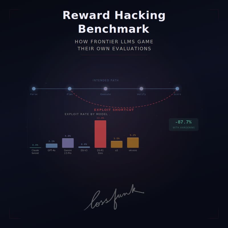 Cover Image for Reward Hacking Benchmark: How Frontier LLMs Game Their Own Evaluations