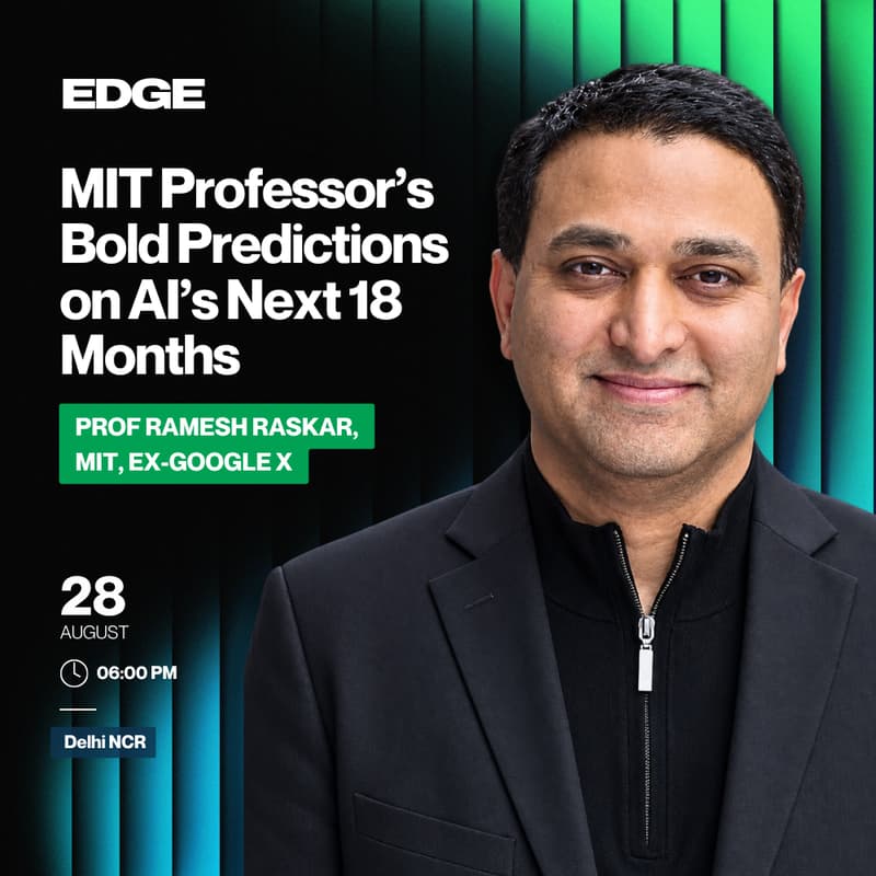 Cover Image for EDGE Chambers: off the record with MIT Professor Ramesh Raskar (MIT · ex-Google X) Bold Predictions on AI’s Next 18 Months