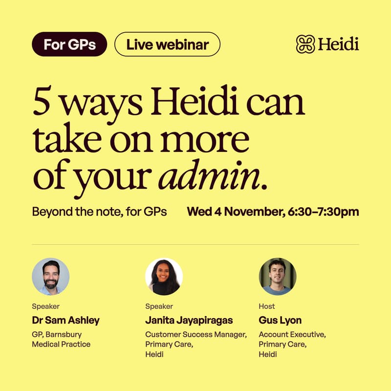 Cover Image for Beyond the note, for GP's: five ways Heidi can take on more admin