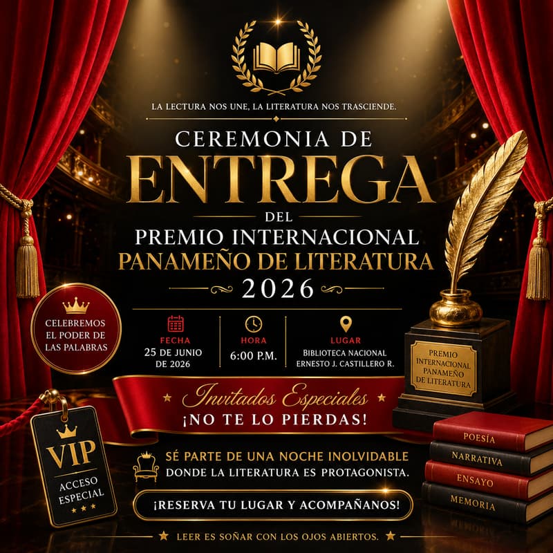 Cover Image for Ceremonia de Entrega del Premio Internacional Panameño de Literatura 2026
