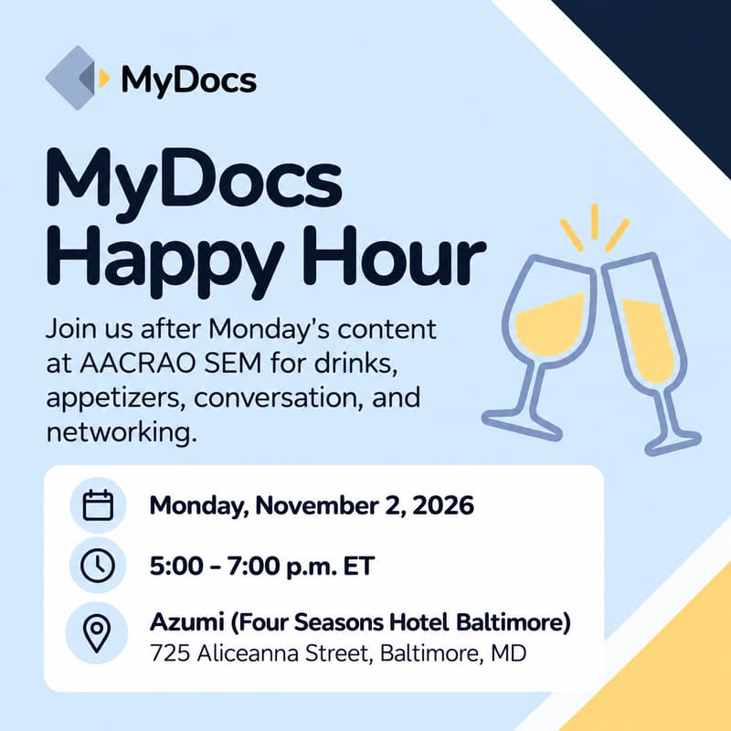 Cover Image for MyDocs Happy Hour at AACRAO SEM