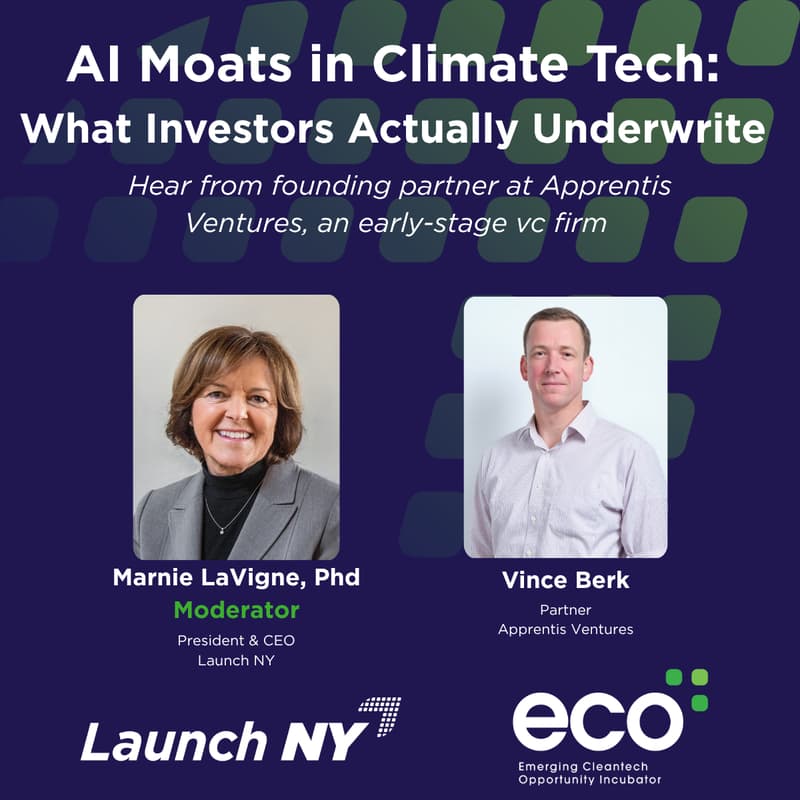 Cover Image for AI Moats in Climate Tech: What Investors Actually Underwrite & hear from founding partner at Apprentis Ventures, an early-stage vc firm