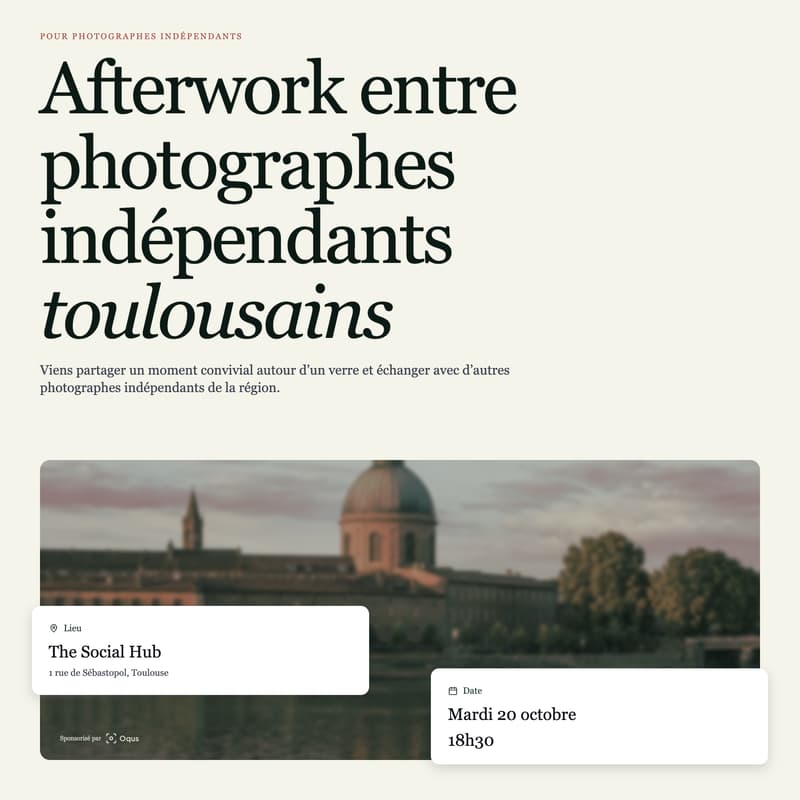 Cover Image for Afterwork entre photographes indépendants toulousains