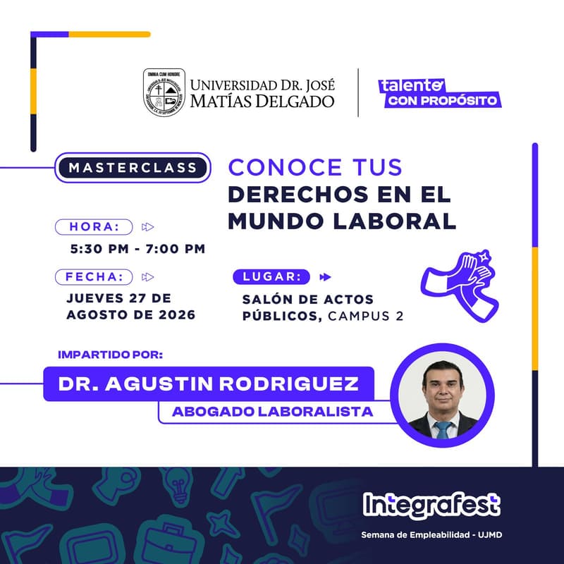 Cover Image for Clausura Intégrafest 2026 - Masterclass: Conoce tus derechos en el mundo laboral 💪🏼