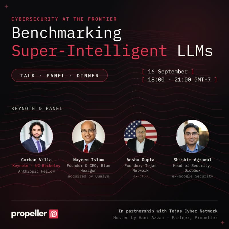 Cover Image for Cybersecurity at the Frontier: Benchmarking Super-Intelligent LLMs - Talk, Panel & Gourmet Dinner