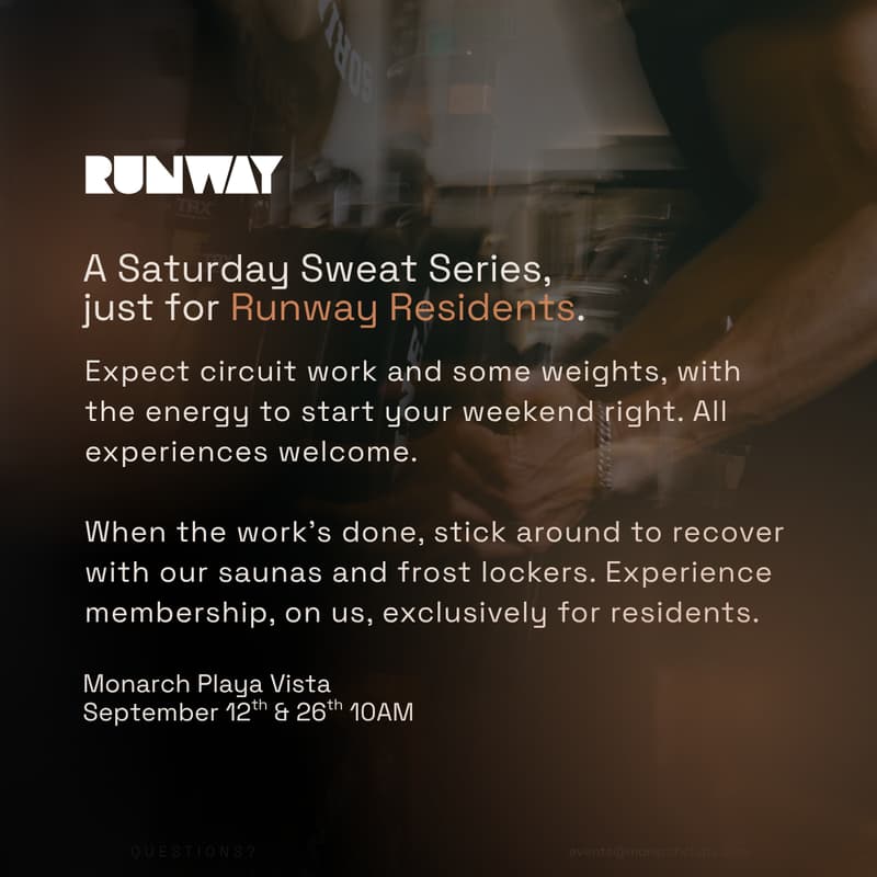 Cover Image for A Saturday Sweat Series, just for Playa Vista.