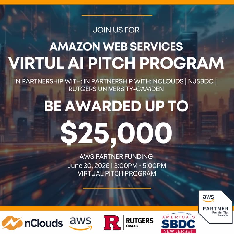 Cover Image for Amazon Web Services AI Pitch Program in partnership w NJSBDC | nClouds | AWS