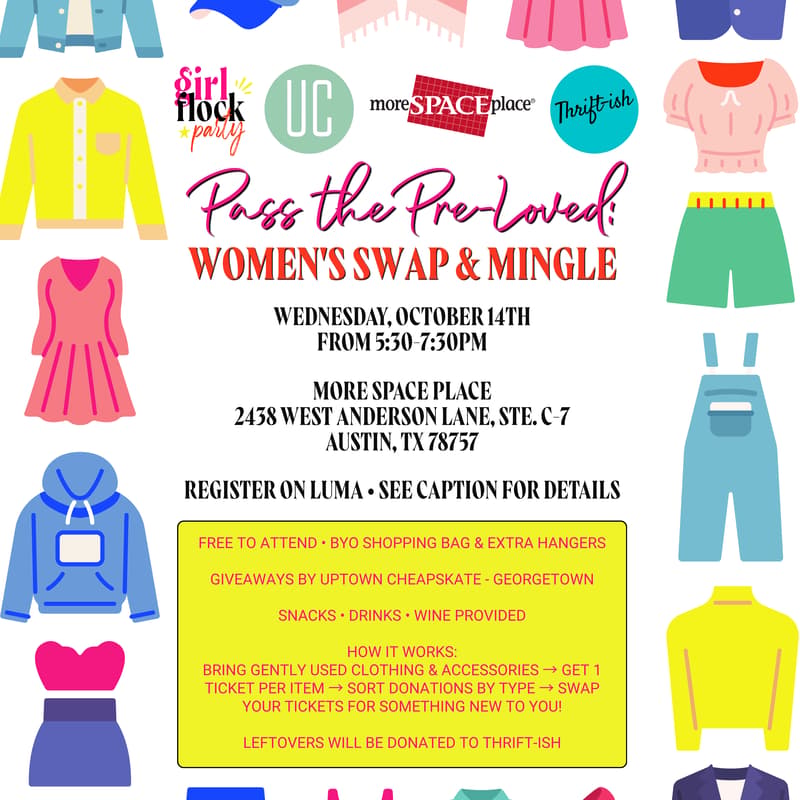 Cover Image for “Pass The Pre-Loved” Women’s Swap & Mingle with GFP