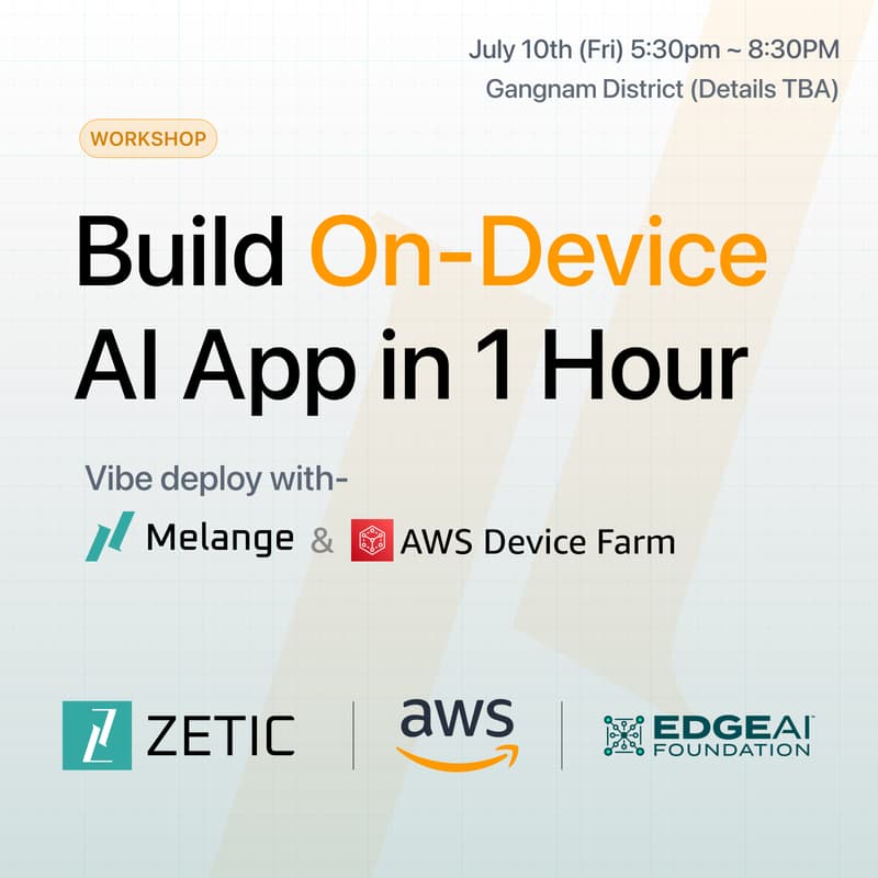 Cover Image for On-Device AI Workshop by ZETIC (ft. AWS)