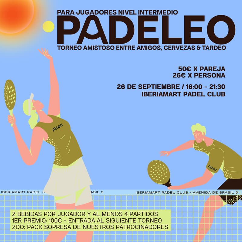 Cover Image for Padeleo - Torneo amistoso entre amigos, cervezas & tardeo - NIVEL INTERMEDIO 🎾 🔥