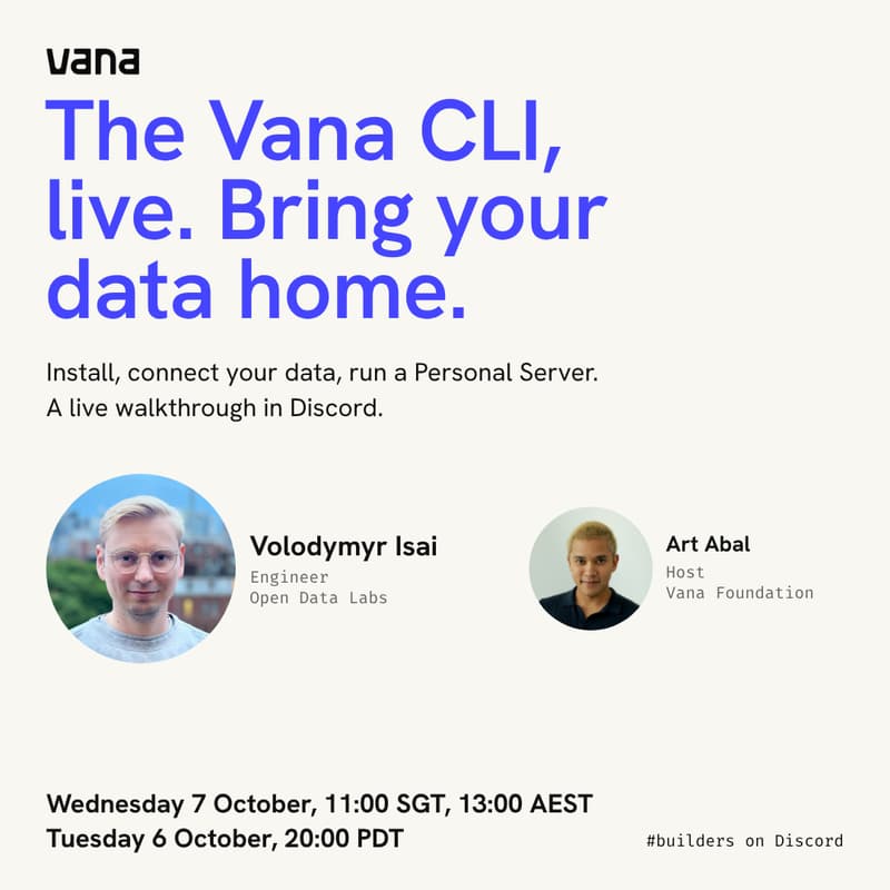 Cover Image for The Vana CLI, live: bring your data home
