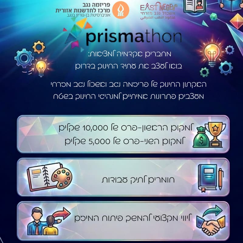 Cover Image for PRISMATHON \ EDUCATION - האקתון החינוך של פריזמה נגב