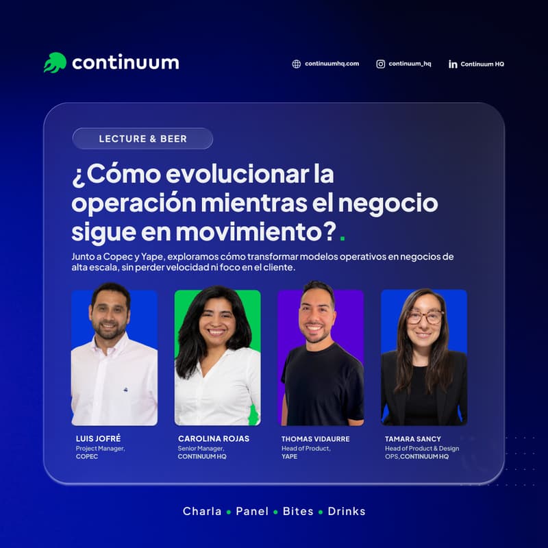 Cover Image for Lecture & Beer: ¿Cómo evolucionar la operación mientras el negocio sigue en movimiento?